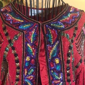Vintage Lawrence Kazan silk beaded Bolero jacket